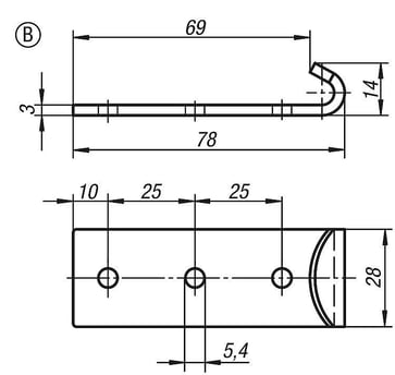 [4059245034123] CATCH PLATE FOR LATCH, ADJUSTABLE, Model: B, STEEL PASSIVATED K0051.9254781