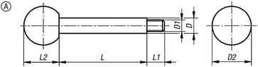 Greb, lang model M8, L: 65, D: 10, Model: A Kuglegreb, rustfrit stål, Materiale: DuroPlast, Materiale: Sort højglans K0179.1210X65