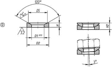 Konisk skive, Model: D Rustfrit stål D1: 7, 1 K0729.0206