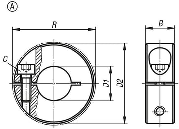 Låsekrave model: A, D1: 18, D2: 36, B: 13, rustfrit stål K0611.01802