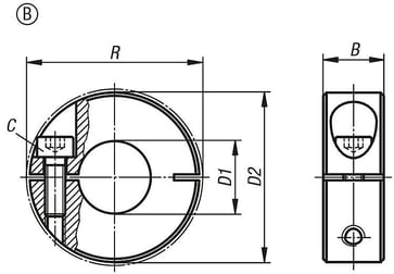 Låsekrave model: B, D1: 6, D2: 16, B: 9, Rustfrit stål K0611.100602