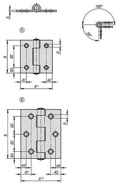 Hængsel Model: A 40x40, stål, A1: 8, 5, A2: 8, 5 K1082.04201212
