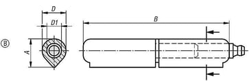 Svejsehængsel Model: B med fedtnippel 16x80, D: 13, Materiale: stål K0984.113080012