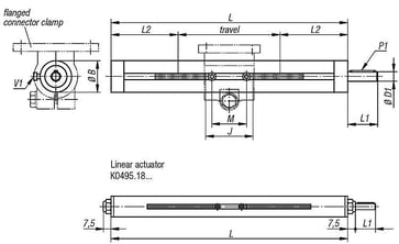 Lineær Aktuator med kugleleje B: 18, L: 300, Materiale: stål K0495.180101X300