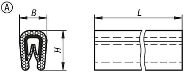 Kantbeskyttelsesprofil 10000x6, 5x10, Model: A, PVC sort l: 10 meter K1367.010X10000