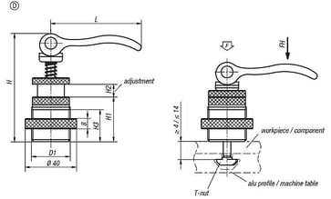 Excentrisk clamp D1: M30x2, Model: D Stål, Sort, Materiale: Aluminium, Materiale: Sort K0754.31301008