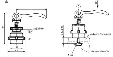 Excentrisk clamp D1: M15x1, Model: E Stål, Sort, Materiale: Aluminium, Materiale: Sort K0754.41150706