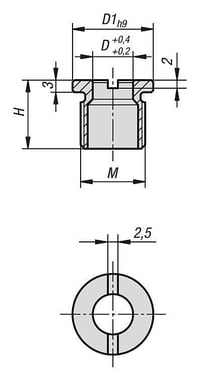 Bøsning til Låsepin med kugle D: 10, m: M16x1,5, rustfrit stål K1065.101