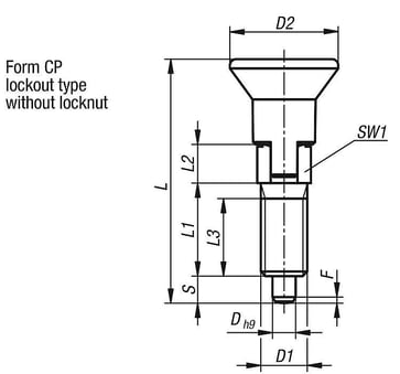 Positioneringsbolt med gevindlås Størrelse: 1 - D1: M8, D: 5, Model: CP uden låsemøtrik, stål ikke K1098.093105080