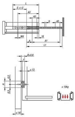 TELESCOPIC RAIL L: 241 10X17, PARTIAL EXTENSION S: 157, Fp: 10, STEEL PASSIVATED, slids MOUNTING, 1 PIECE: 1 K1566.0241