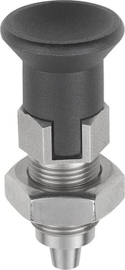 [4059245343034] INDEXING PLUNGER PREMIUM WITH TAPERED INDEXING PIN SIZE: 2 D1: M12x1,5, D: 6, Model: D WITH LOCKING SLOT WITH LOCKNUT, K0736.504206