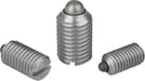 Spring plungers with slot and thrust pin, stainless steel