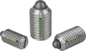 Spring plungers with slot and thrust pin, LONG-LOK secured, stainless steel