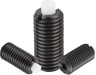 Spring plungers with hexagon socket and flattened POM thrust pin, steel
