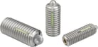 Spring plungers with hexagon socket and thrust pin, LONG-LOK secured, stainless steel