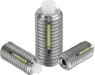 Spring plungers with hexagon socket and flattened POM thrust pin, stainless steel, LONG-LOK secured