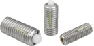 Spring plungers with hexagon socket and POM thrust pin, LONG-LOK secured, stainless steel