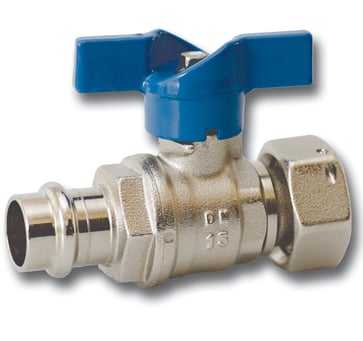 Heavyduty fullway ball valve with press fitting end and swivel, press x swivel, 15x3/4 P102/4-615
