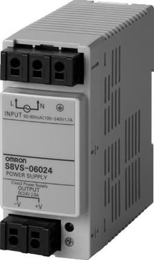 Strømforsyning, 60 W, 100-240 VAC input, 24VDC, 2,5A udgang, DIN-skinne montage, grundmodel S8VS-06024 247532