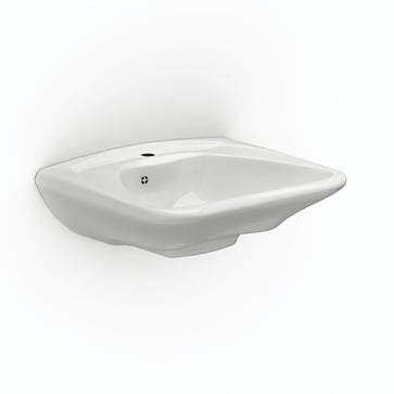 CURVE Ergonomic washbasin with overflow and tap hole, white R2050000