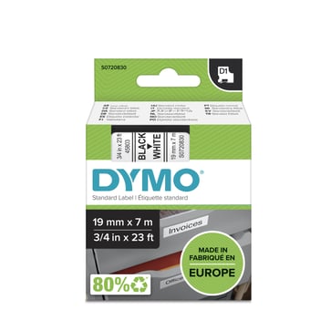 DYMO D1 tape sort/hvid 19mmx7m S0720830