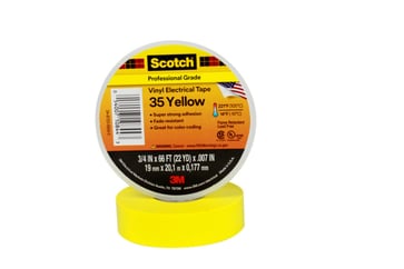 Scotch® 35 gul farvebestandig mærke- og isolationstape flammehæmmende 19 mm x 20 m & 0.18 mm tyk 7100238736
