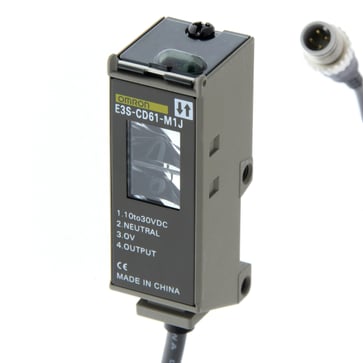 Fotoaftaster, diffus, 700 mm, DC, 3-leder, NPN/PNP, lodret, 0,3 m kabel med M12 stik E3S-CD61-M1J 0.3M OMS 239806