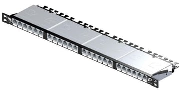 Patchpanel CAT6A STP Modul opbygget 4x6 port LSA moduler i alt 24 ports 0,5HE sort AC6PNLF240K2H