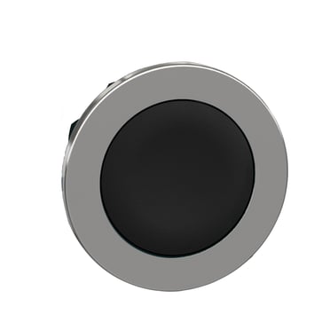 Harmony flush trykknaphoved i metal med fjeder-retur og plan trykflade i sort farve ZB4FA2