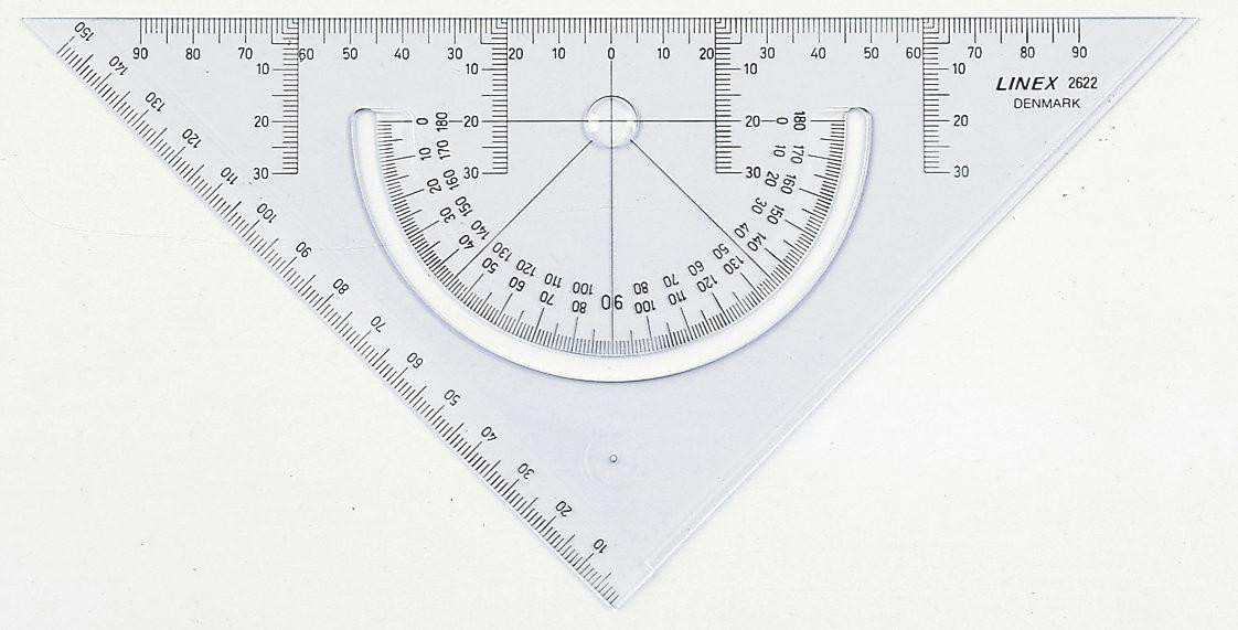 Kinematik Pjece plasticitet Trekant Linex geometri m/vinkelmåler 2622 1 stk - Med tuschkant, facet  og... | Lemvigh-Müller