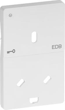 LK FUGA nøgleafdækning med LED lampe for EDB stikkontakt med DK jord og afbryder 1,5 modul, hvid 540D6902