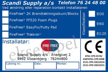 FireFree CE-Etiket Plug-2K-EasyFix-Trækrør, Kundetryk 99011