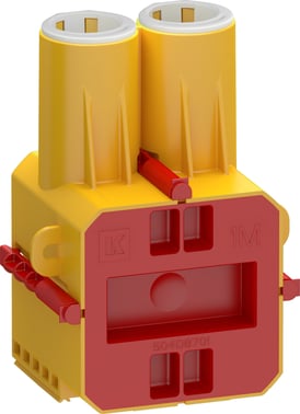 LK FUGA New box for in-moulding in concrete 1 module 49 mm deep  with accessories  air-tight incl. Screw-tower yellow with Lid 504D6010