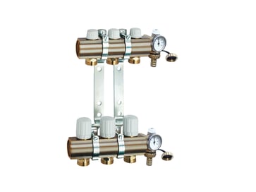 Manifold system 1X3/4, in- and outlet, incl  brackets, 20 mm fittings and end pieces, 3 outlets 7035SYS20-03