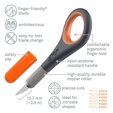 Slice Præcisionskniv med fingerhul 10580 inklusiv blad 10518 5810580