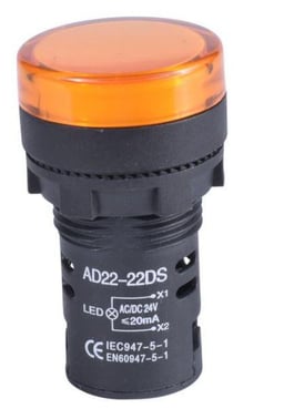 Panelindikator orange 22mm 24V Skrue 301-84-582