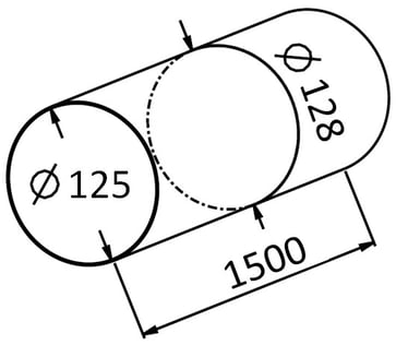 Round PVC duct ø125 L=1,0 m UNITE-KO125-15