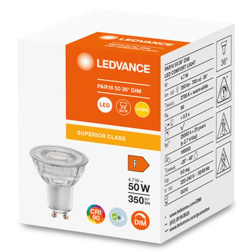 LEDVANCE LED Comfort PAR16 36° 350lm 4,7W/927 (50W) GU10 dæmpbar   4058075757868
