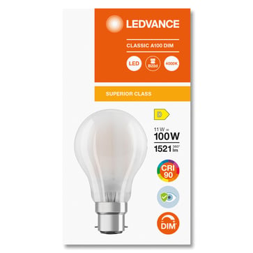 LEDVANCE LED Comfort standard mat 1521lm 11W/940 (100W) B22d dæmpbar  4058075758889