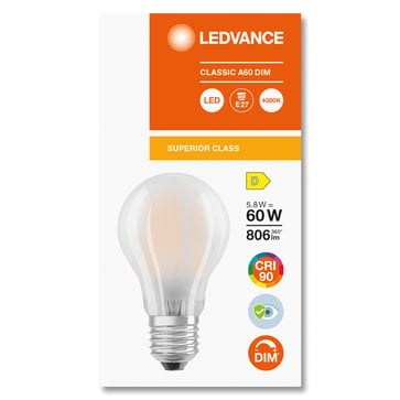 LEDVANCE LED Comfort standard mat 806lm 5,8W/940 (60W) E27 dæmpbar  4058075758988