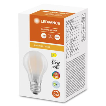 LEDVANCE LED Comfort standard mat 806lm 5,8W/940 (60W) E27 dæmpbar  4058075758988
