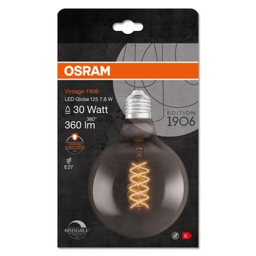 OSRAM Vintage 1906 LED globe125 smoke spiral filament ultra thin 360lm 7,8W/818 (30W) E27 dimmable 4058075761254
