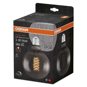 OSRAM Vintage 1906 LED globe125 smoke spiral filament ultra thin 360lm 7,8W/818 (30W) E27 dimmable 4058075761254