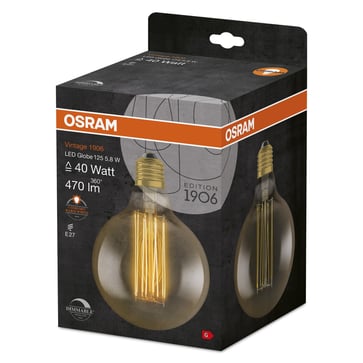 OSRAM Vintage 1906 LED globe125 gold straight filament ultra thin 470lm 5,8W/822 (40W) E27 dimmable 4058075761797