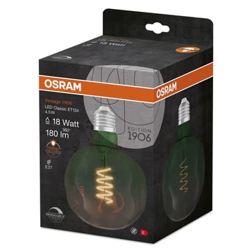 OSRAM Vintage 1906 LED globe curly green spiral filament ultra thin 200lm 4,5W/816 (18W) E27 dimmable 4058075761858