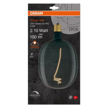OSRAM Vintage 1906 LED globe balloon blå spiral filament ultra thin 100lm 4,5W/816 (10W) E27 dimmable 4058075761872