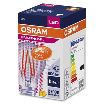 OSRAM PARATHOM® standard daylight sensor filament 7,3W/827 (60W) E27 4058075762015