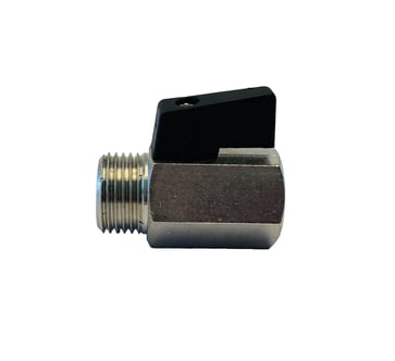 Male/female mini ball valve with black nylon lever 1/2" ET-405-004X12