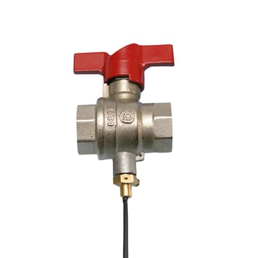 F x F fullway ball valve, with sensor connection  Red butterfly handle  1/2" 52CES-004