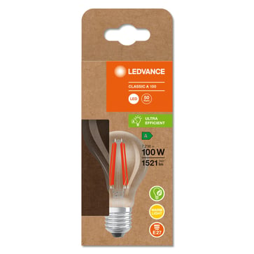LEDVANCE LED standard filament 1521lm 7,2W/830 (100W) E27 energyclass A 4099854002861